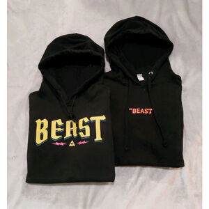 MR. BEAST Black Panther & Beast Subscribe Black Hoodie Sweatshirt Bundle Sz Med